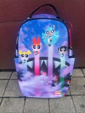 Sprayground x PowerPuff Girls  Shark Graphic Backpack with Multicolor Accents